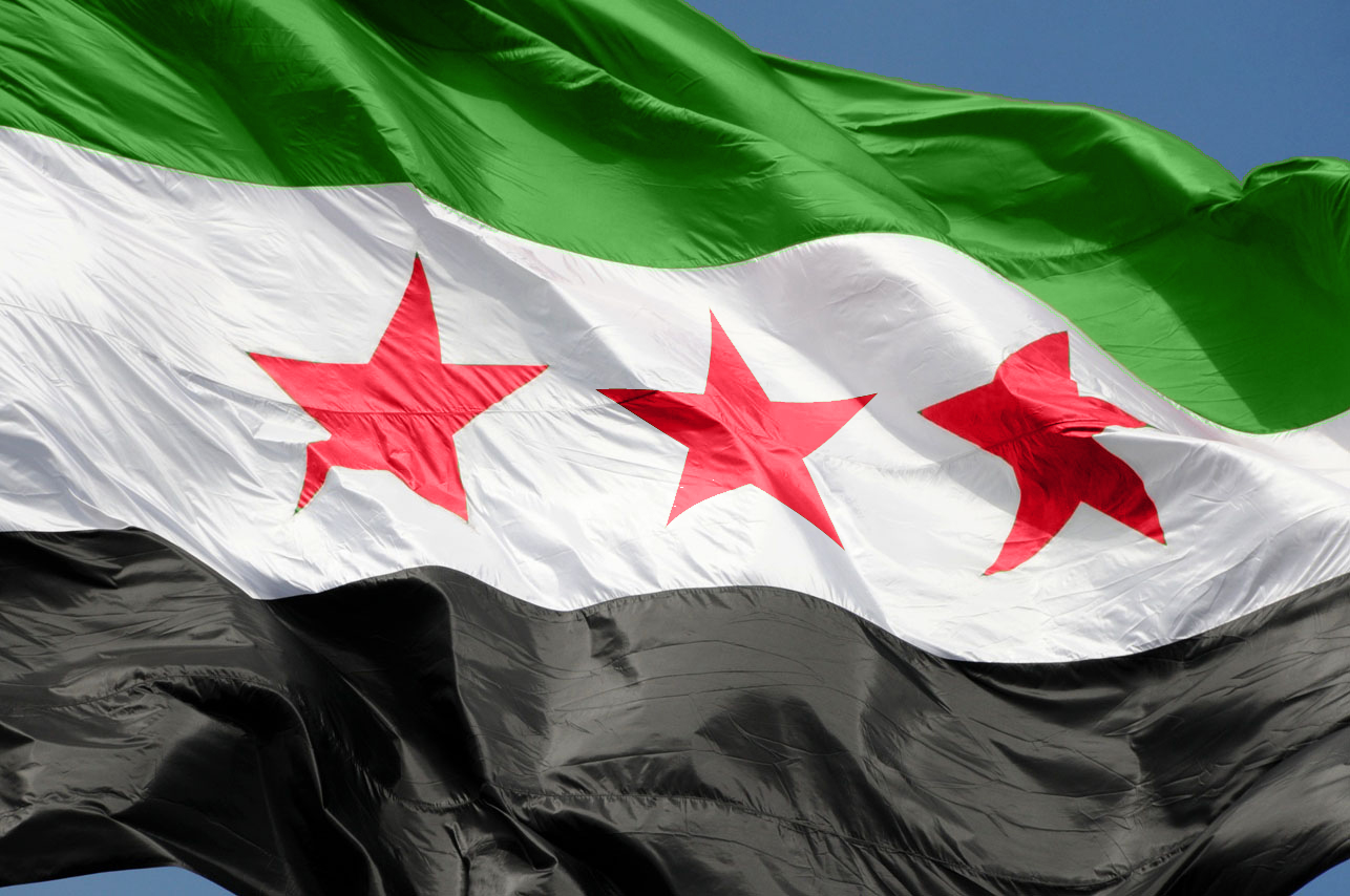 Flag of Syria showing national colors and stars