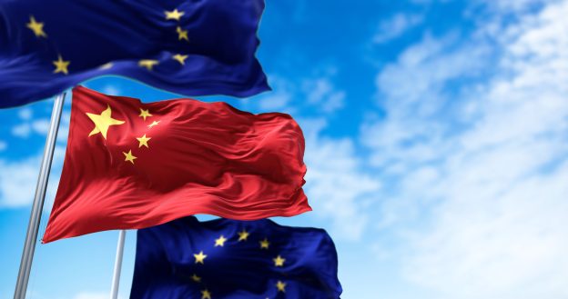 Flags of European Union and China